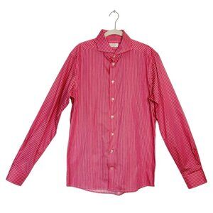 ETON Men's Slim Fit  Cotton Striped Button up Shirt in Pink - Sz 42 - 16 1/2"